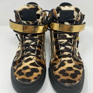 GIUSEPPE ZANOTTI LEOPARD CALF HAIR HIGH TOP SNEAKE